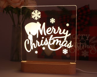 Personalized Christmas Night Light, Childrens LED Night Lamp, Custom Base Night Light, Christmas Gift Ideas, Gift for Kids, Baby Girl Gift