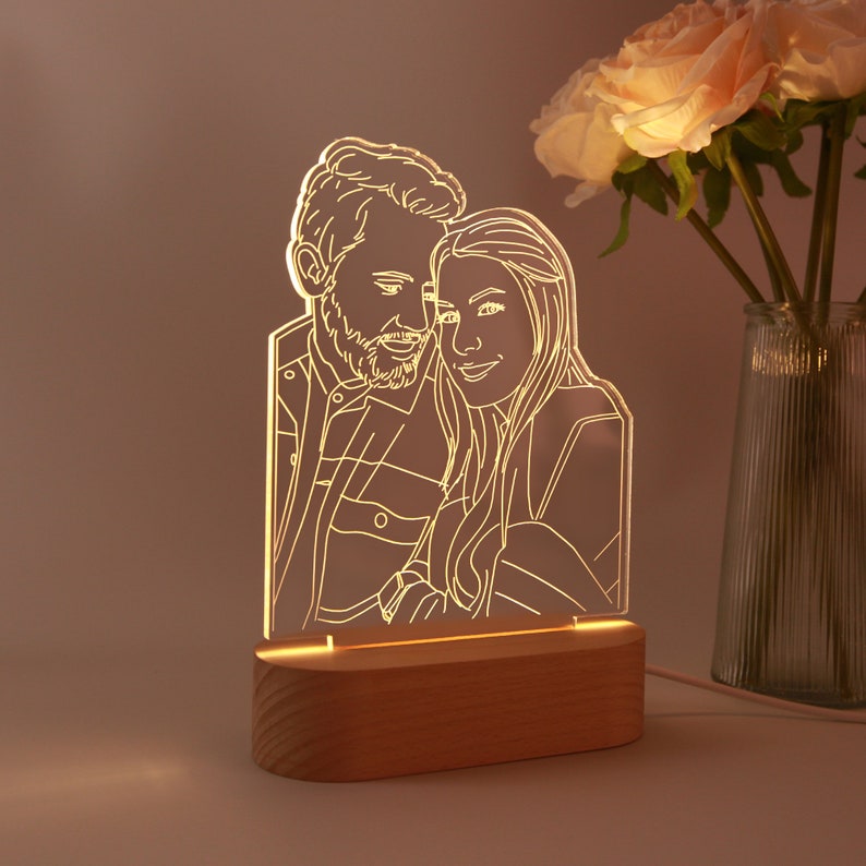 Custom 3D Photo Lamp, Custom Photo Night Light,Line Art Photo Lamp Wedding Gift, Anniversary Gift, Mother's Day Gifts, Birthday Gift for Her zdjęcie 4