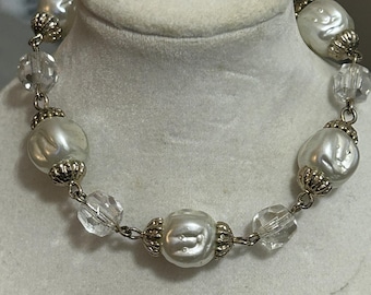 Faux Pearl Bracelet with Silver Findings