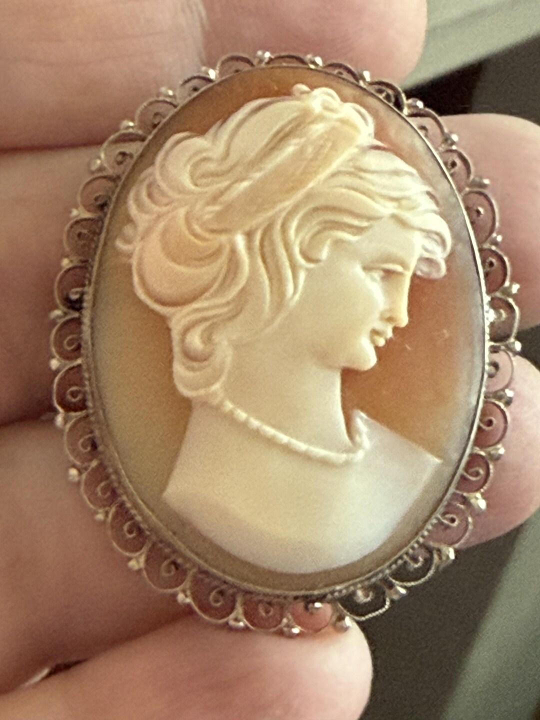 Vintage Carved Cameo Pendant or Pin in Sterling Silver - Etsy