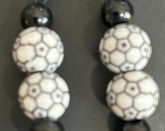 Soccer Ball Drop Earrings on Studs