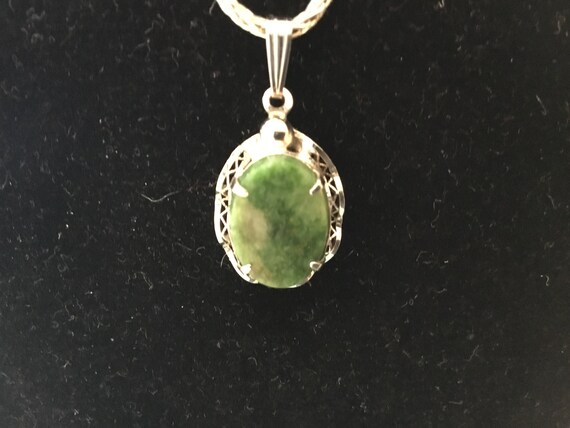 Vintage Jade Sorrento Sterling Silver Necklace wi… - image 2