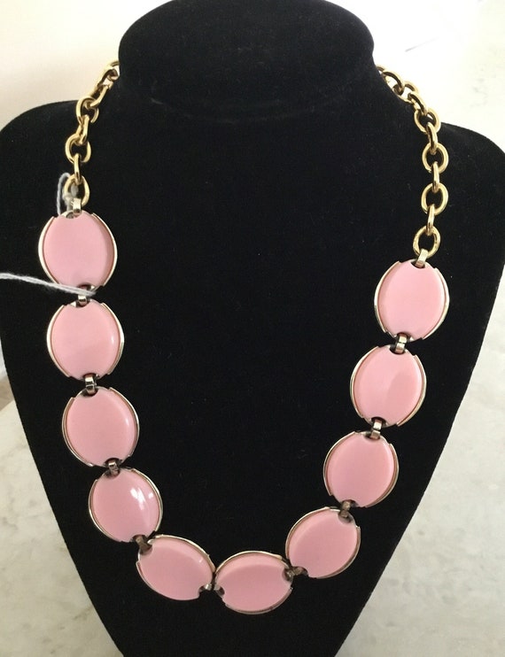 Vintage Reversible Enamel Necklace Pink or White