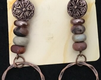 Boho Style Drop Earrings with Copper Findings