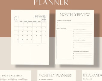Minimalist printable 2024 Monthly Planner