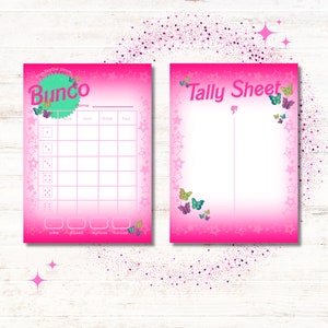Barbie Bunco, Pink Bunco, Girly Bunco, Score card + Tally Sheet