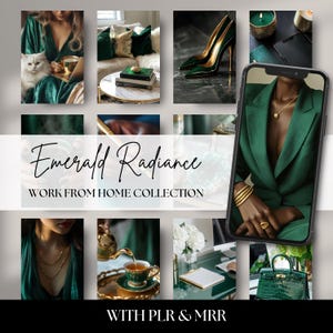 45 Emerald Green and Gold Work from Home Stock Photos | Faceless Stock Photo Bundle | Social Media Photos | Digital Marketing