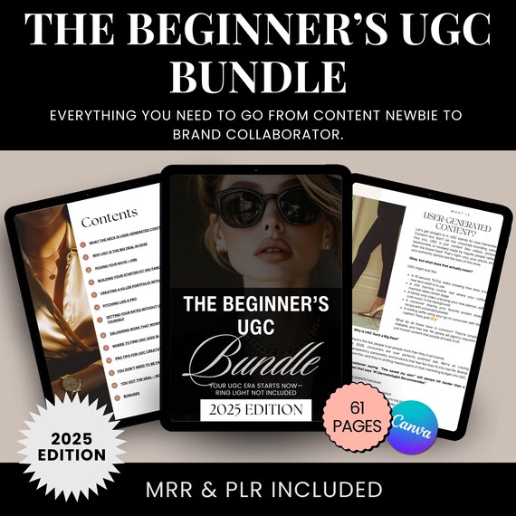UGC Beginner Bundle | 2025 Strategies | MRR | PLR | Done For You Guide | ugc Creator | ugc Starter Kit | Content Creation | ugc Guide
