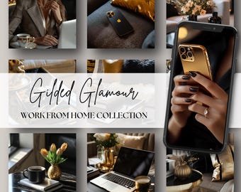 45 Gold Faceless Marketing Stock Images | Master Resell Rights | Faceless Stock Photo Bundle | Social Media Photos | Digital Marketing
