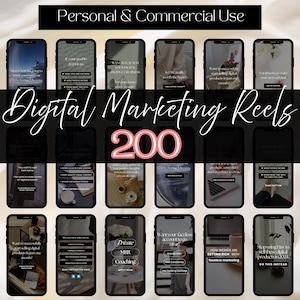 Plantillas de reels de negocios sin rostro / Ganchos de marketing digital y citas para historias de Instagram