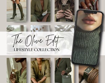 45 Olive Green Lifestyle Stock Photos | Earthy Tones | Digital Downloads for Social Media, Branding, and Content Creation | Aesthetic Photos