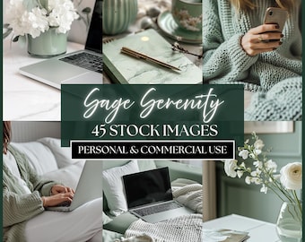 Faceless Sage Green Stock Photos | Social Media & Digital Marketing Branding Bundle