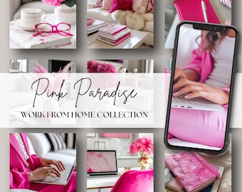 70 Pink Faceless Marketing Stock Images | Master Resell Rights | Faceless Stock Photo Bundle | Social Media Photos | Digital Marketing