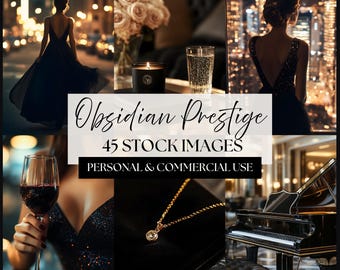 Obsidian Prestige Luxury Stock Photos | Black & Gold Lifestyle Images for Branding, Influencers, Social Media Content Bundle