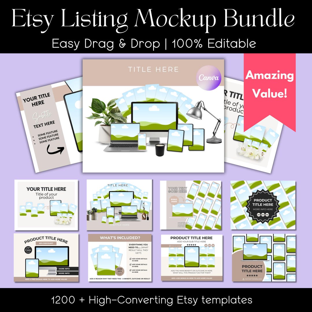 1200+ Etsy Listing Canva Templates Bundle | Digital Product Listing ...