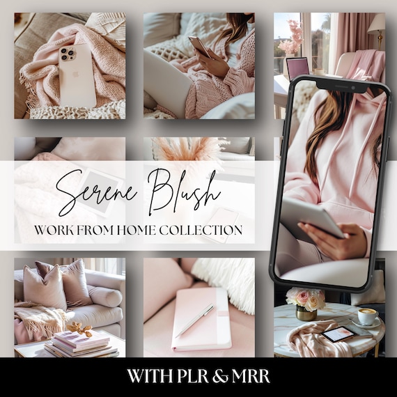 45 Blush Faceless Marketing Stock Images | Master Resell Rights | Faceless Stock Photo Bundle | Social Media Photos | Digital Marketing