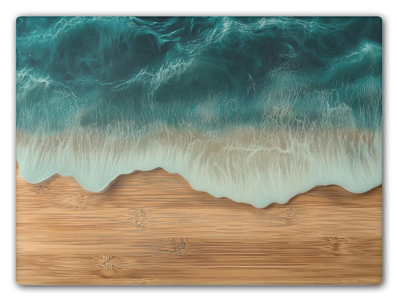 Personalized Ocean Waves Glass Cutting Board: Coastal Kitchen Decor - Etsy
