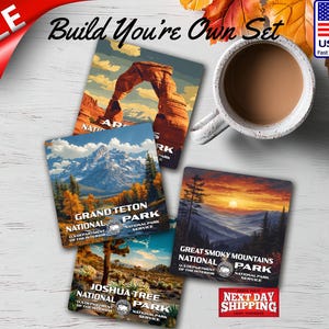 National Park Coasters: WPA Poster Art, Vintage Travel Decor