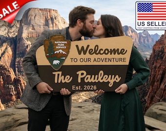 Custom National Park Sign: Personalized Wedding, Camp, or Guest House Welcome