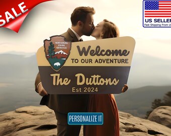 National Park Wedding Welcome Sign, NPS Custom Replica, Wedding, Camp Sign