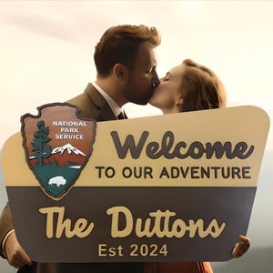 Letrero personalizado de bosque nacional, letrero de boda, boda en un campamento, regalo para excursionistas, amantes de la naturaleza, aniversario, temática de parque, camping en RV