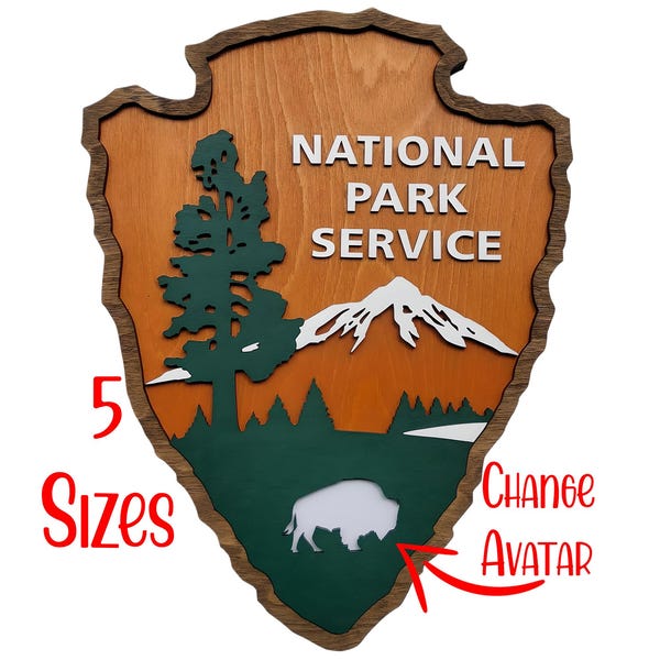 Handcrafted National Park Service Arrowhead Sign: Personalized NPS Decor
