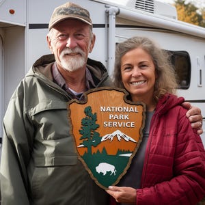 Personalized National Park Service Arrowhead Sign: 3D Wood Decor