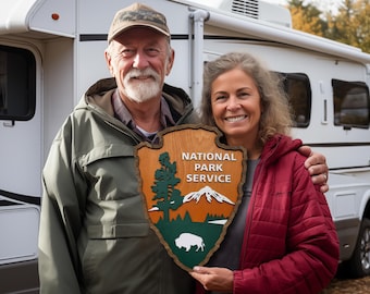 Personalized National Park Service Arrowhead Sign: 3D Wood Decor