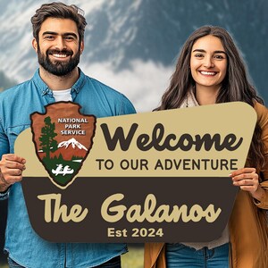 National Park Service Welcome Sign Wedding Welcome Sign Nature Lover Baby Shower Wedding Reception NPS inspired family name sign Camping