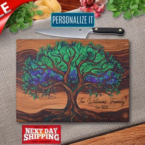 Glass Tree of Life Charcuterie Board Cutting Board Wedding Gift engagement gift Christmas Gift Housewarming Gift Anniversary Gift