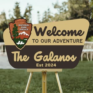 Wedding Welcome Sign Nature Lover Baby Shower Wedding Reception NPS inspired family name sign Camping National Park Service Welcome Sign