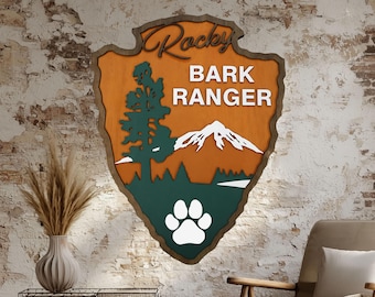 Bark Ranger Arrowhead Sign: Personalized National Park Camping Decor