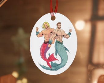Mer-Uncle Oval Metal Ornament | Metal Christmas Ornament | Printed on Both Sides | Couple | Personalize it!