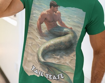 Tail Tease | Unisex Tee | Handsome Young Merman Merman | Mesmerizing Mermen Fantasy Fashion | Gay Art | LGBTQ