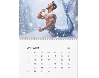 2024 Merman Calendar | A Year of Mermen | Whimsical Fantasy | Merman Art | 13 Mermen, 12 Months plus Cover | Wall and Desktop versions