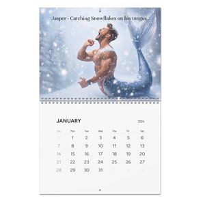 2024 Merman Calendar | A Year of Mermen | Whimsical Fantasy | Merman Art | 13 Mermen, 12 Months plus Cover | Wall and Desktop versions