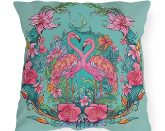 Flamingos in Paradise Outdoor Pillow | A Touch of Exotic Tropical Bliss! Comfort and Style! Home and Decor!