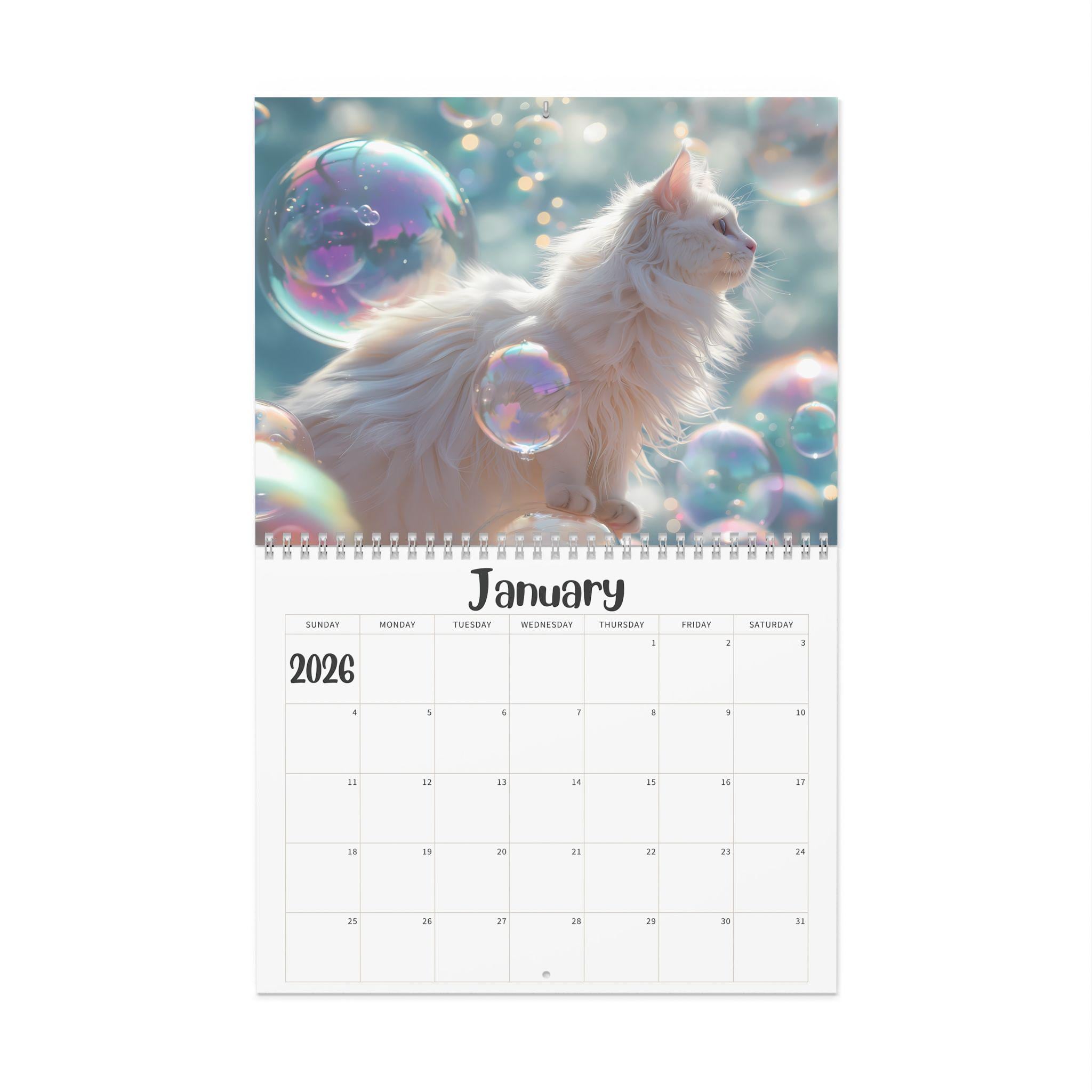 2026 Cat Antics Wall or Desk Calendar | Whimsical Cats in Ridiculous Situations | 12-Month Animal Humor Calendar with Playful Cat Art