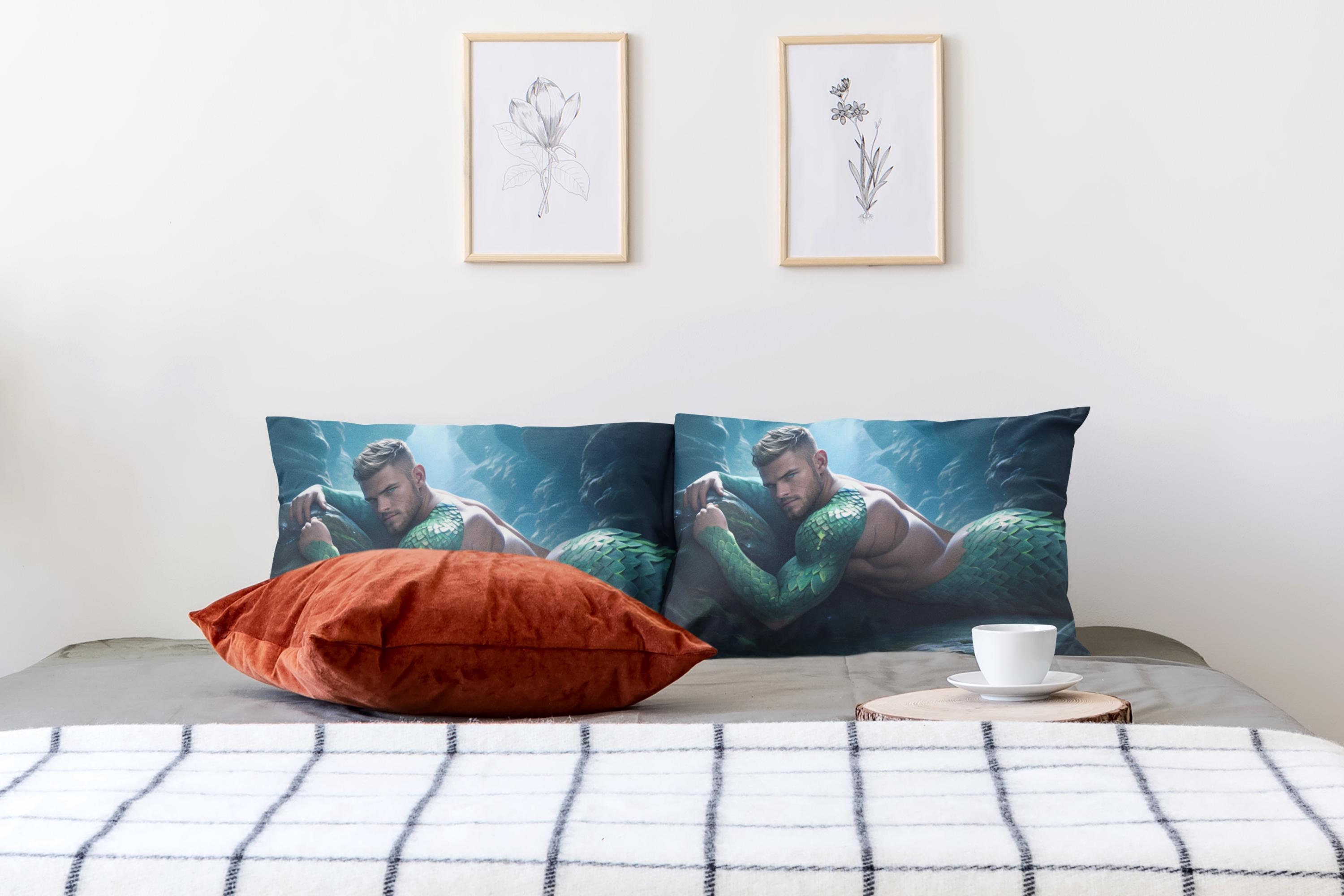 Merman Pillowcase | Choice of Mermen | Single Pillow Case | King or Queen Sizes | Mermen from our 2024 Merman Calendar | Fantasy