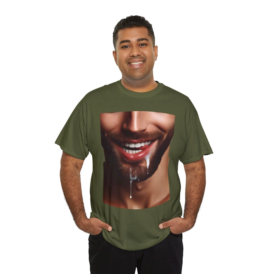 Milky Grin | Unisex T-shirt | Gay Art | Sloppy | Milk | Mouthful | Missed Some | Seconds - Etsy
