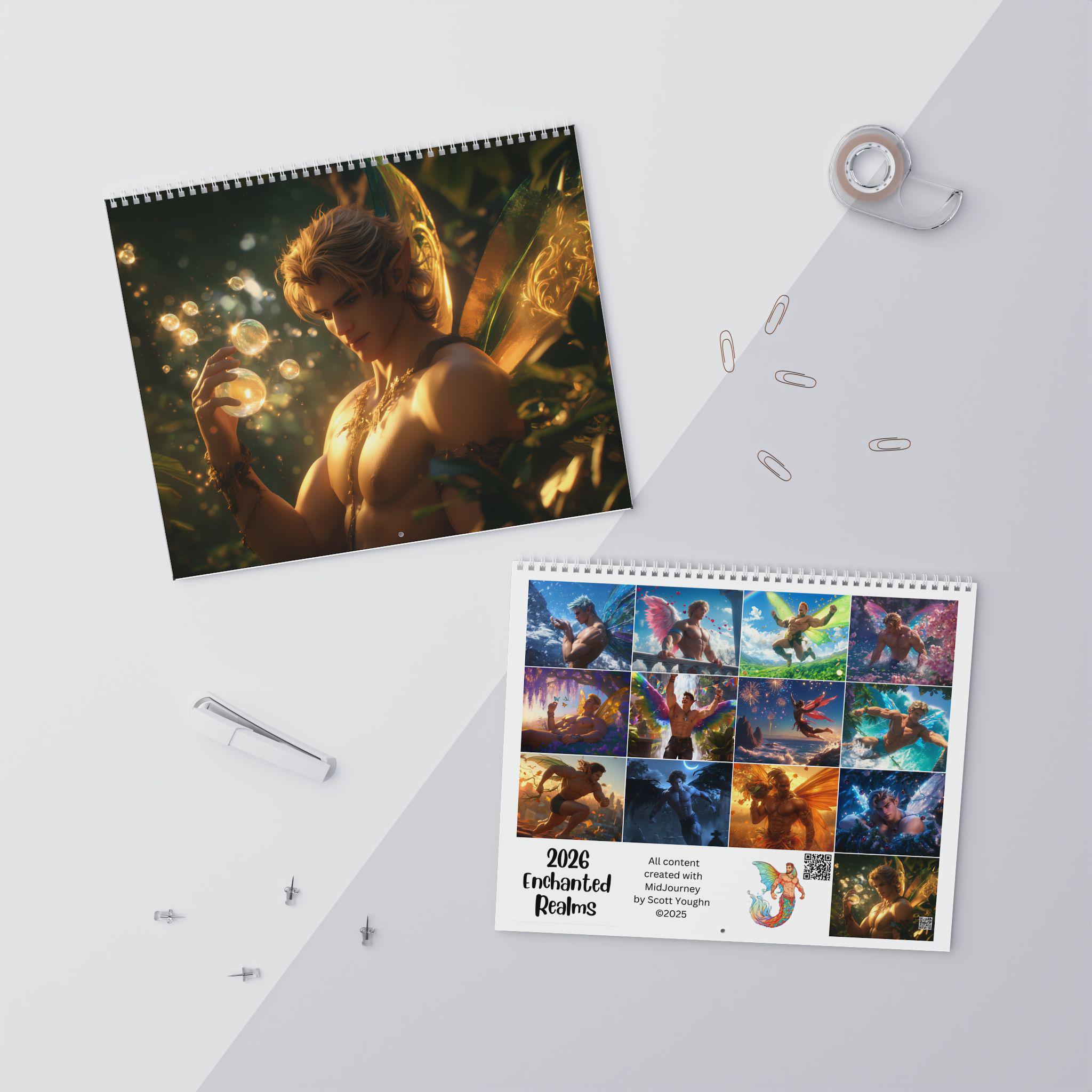 Hand Some Faeries 2026 Enchanted Realms Wall or Desk Calendar | Handsome, Muscular Male ...