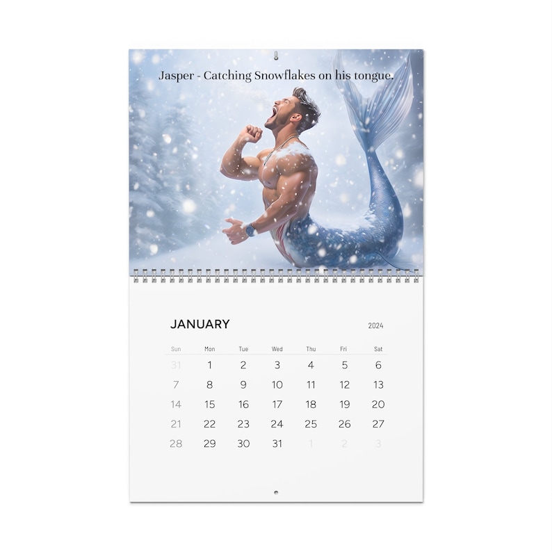 2024 Merman Calendar A Year of Mermen Whimsical Fantasy Merman Art 13