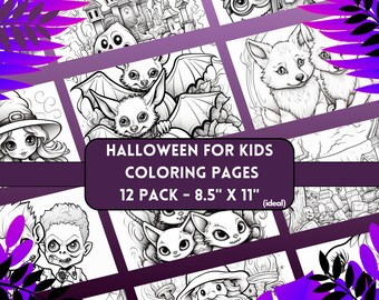 Halloween Coloring Pages For Kids, Toddlers & Adults, Kawaii Halloween Coloring Pages, Cute Coloring, Kids Halloween Party, Coloring Sheets