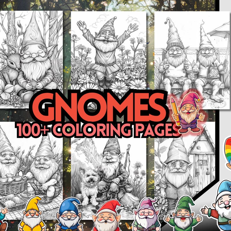 Garden Gnome Coloring Sheet - Etsy
