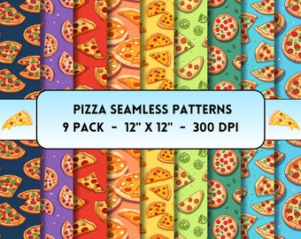 Pizza Patterns, Seamless Repeating Fabric Design, Restaurent Menu, Commercial License Fabric, Pizza Slices Print