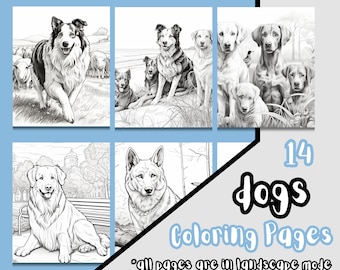 Dogs Coloring Pages for Kids and Adults, Dogs and Puppy Coloring Sheets, Dogs on the Beach, Creative Coloring, Human's Best Friends