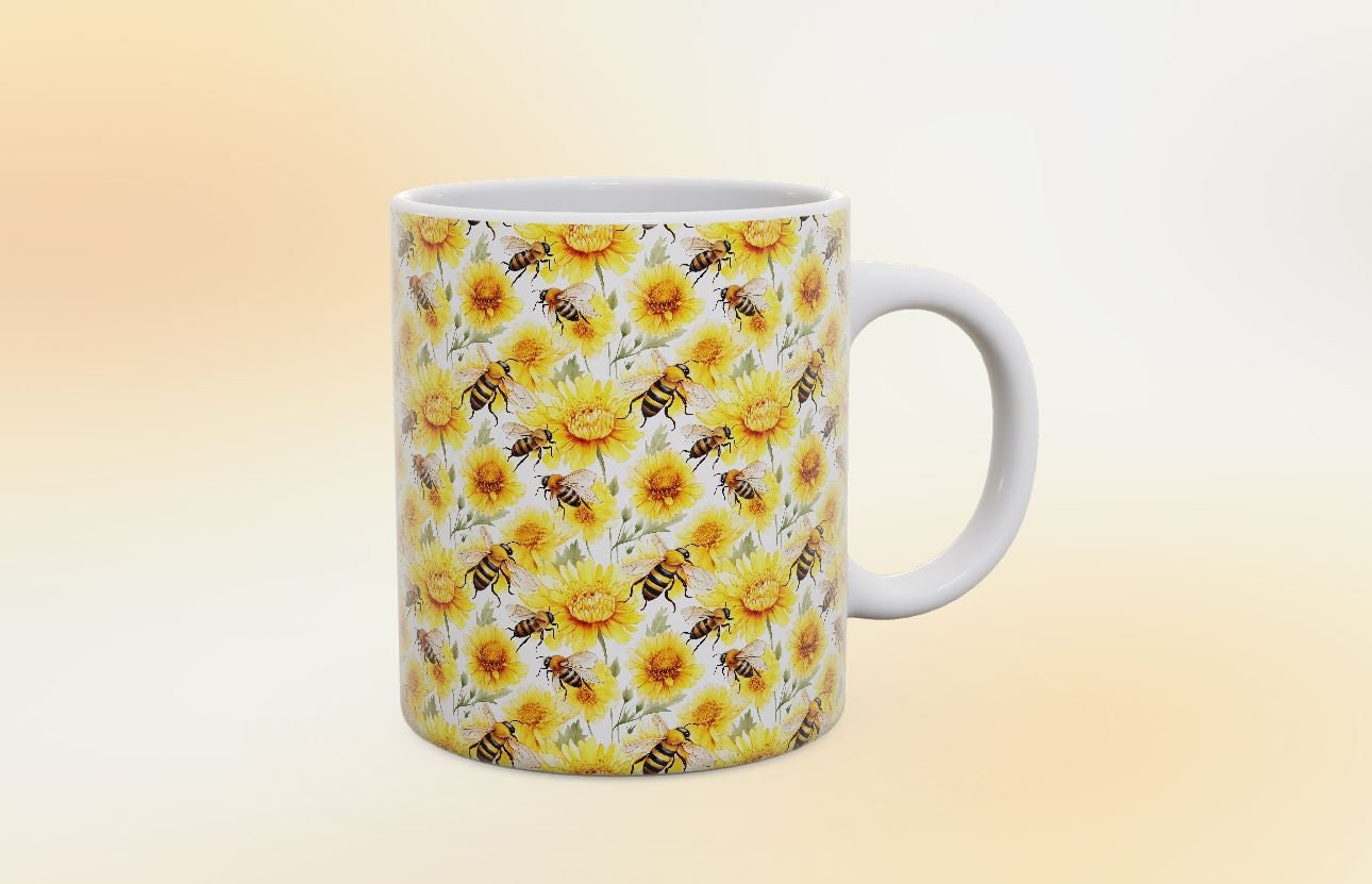 Watercolor Honey Bee Seamless Patterns, Bees Digital Paper, Floral ...