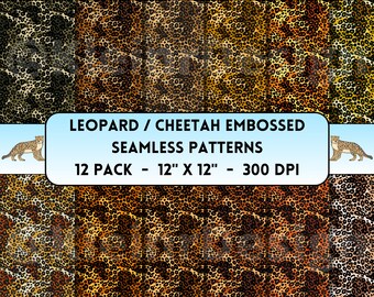 Leopard Seamless Patterns, Cheetah Print, Digital Paper, Scrapbook Paper, 12x12 Commercial Use, Digital Paper 300 DPI, Leopard Digital Print