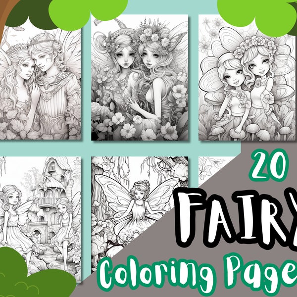 Fairy Coloring Pages, 20 Fantasy Coloring Sheets, For Kids and Adults, Tooth Fairy Coloring, Art for Kids Hub, Fairy Tail