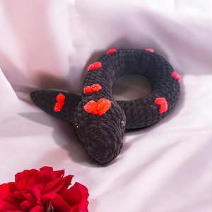 Valentine&#39;s Snake Amigurumi Crochet Plush - Cozy Cryptid Co